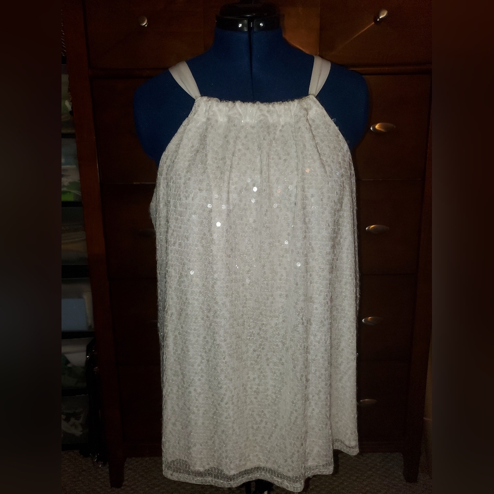 Ashley Stewart White Sequins Top